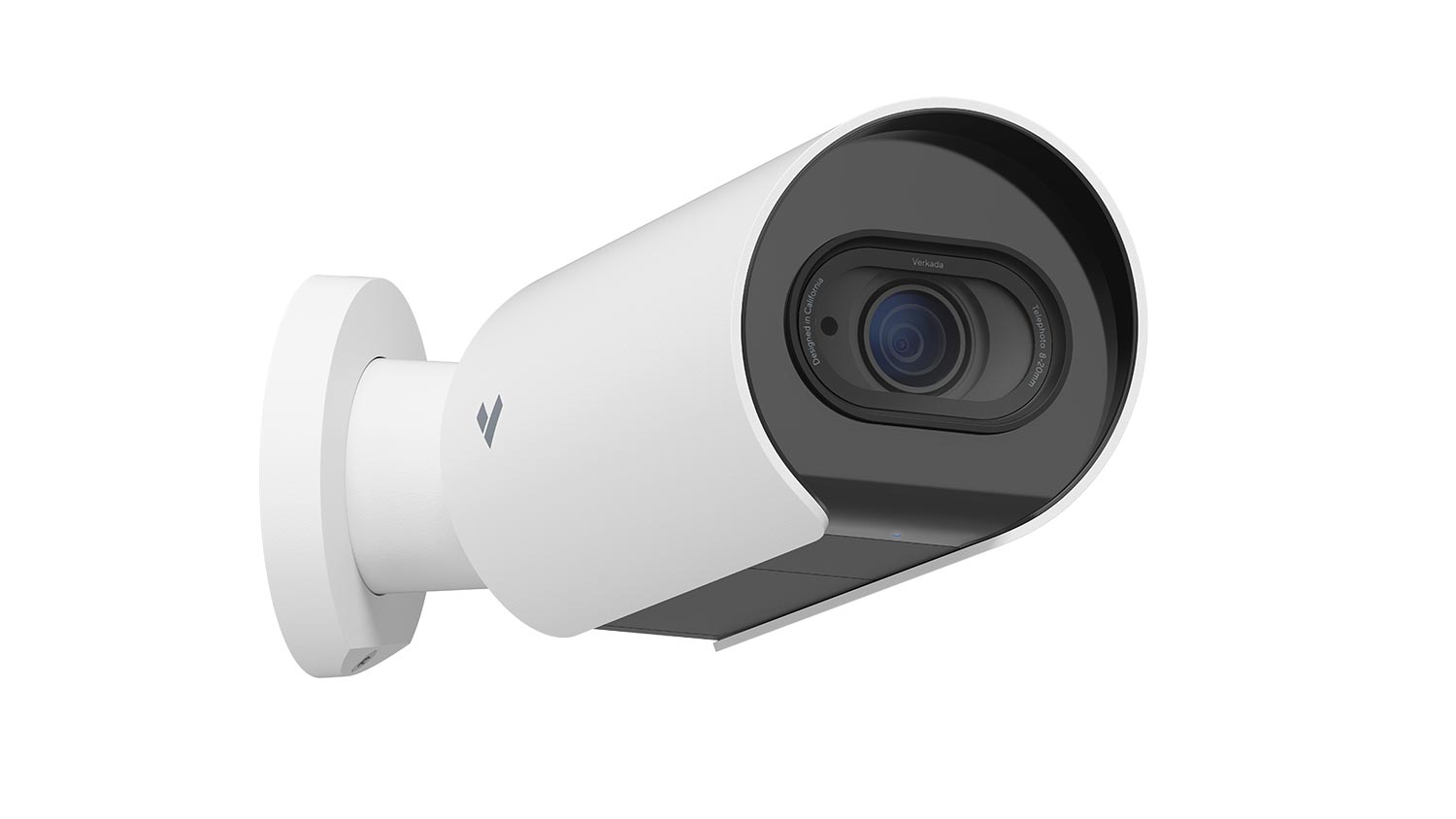 White bullet security camera mounted on a bracket